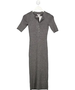 REISS Grey Ribbed Wool Blend Midi Dress UK XS