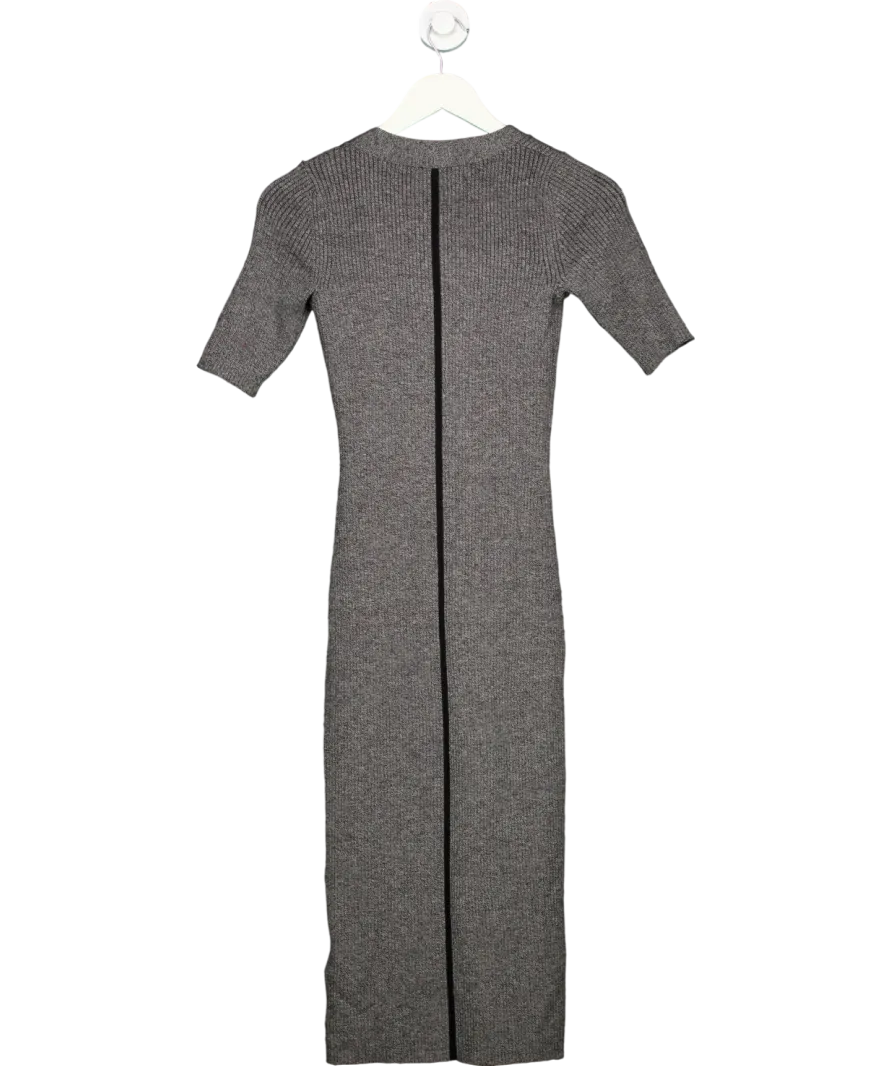 REISS Grey Ribbed Wool Blend Midi Dress UK XS