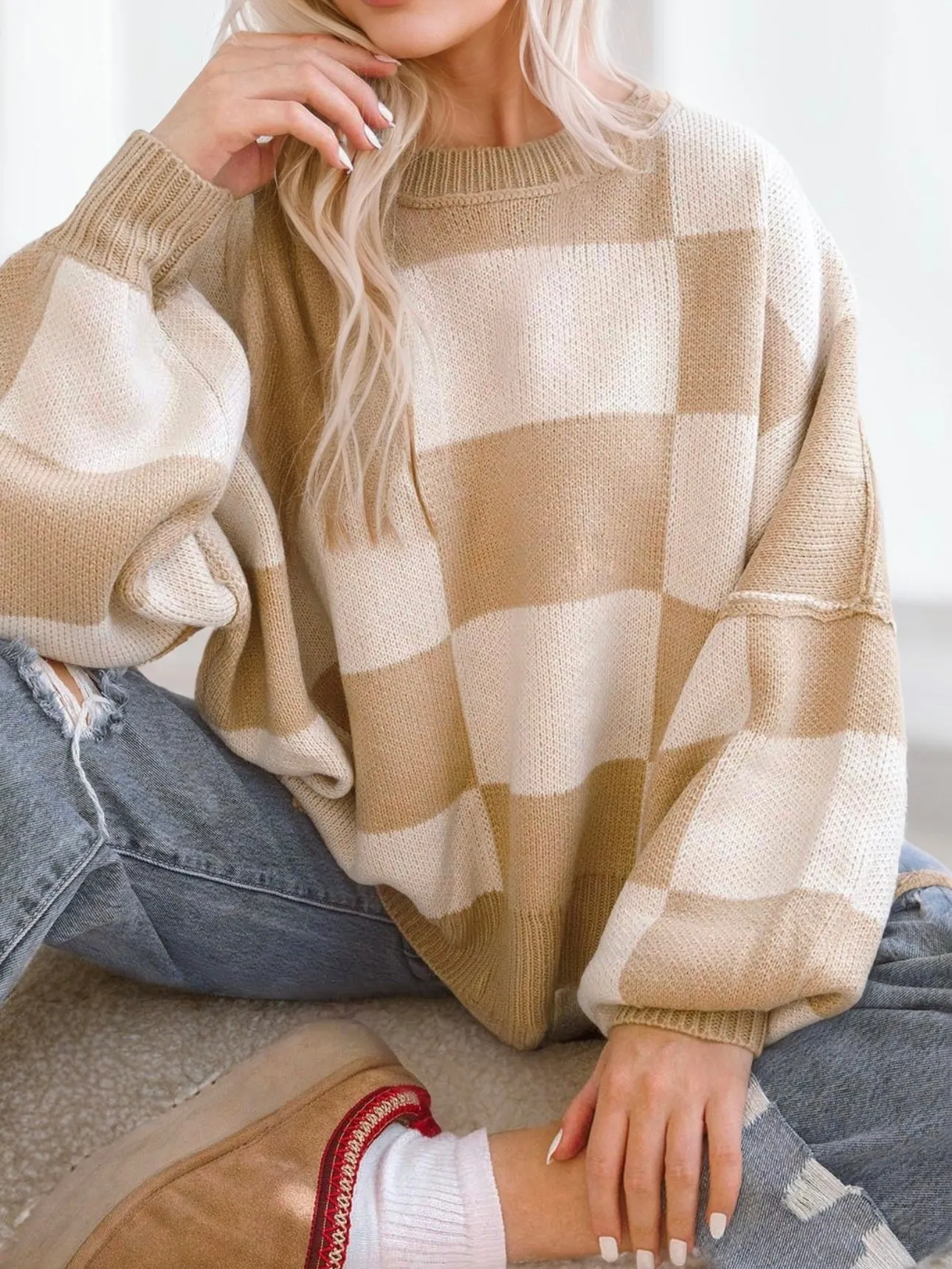 Restocked Check Me Out Sweater: Tan Mix