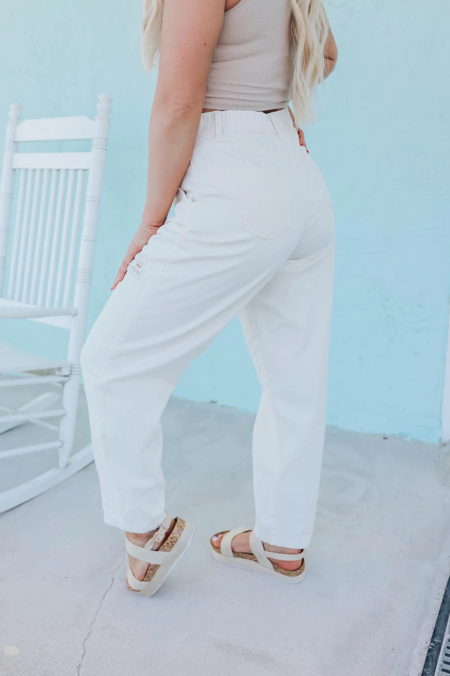 Retro 90's Mom Jeans - Cream