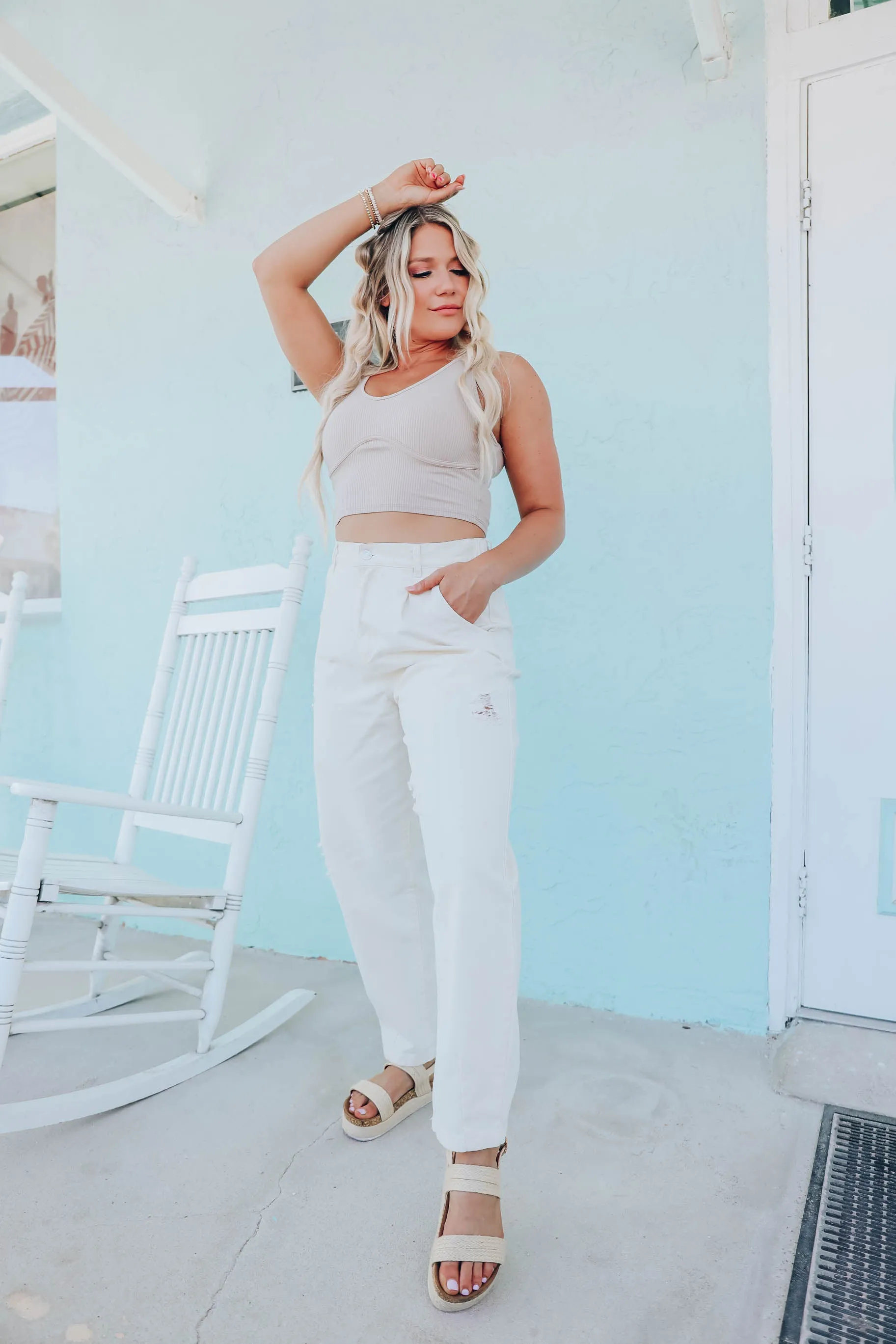 Retro 90's Mom Jeans - Cream