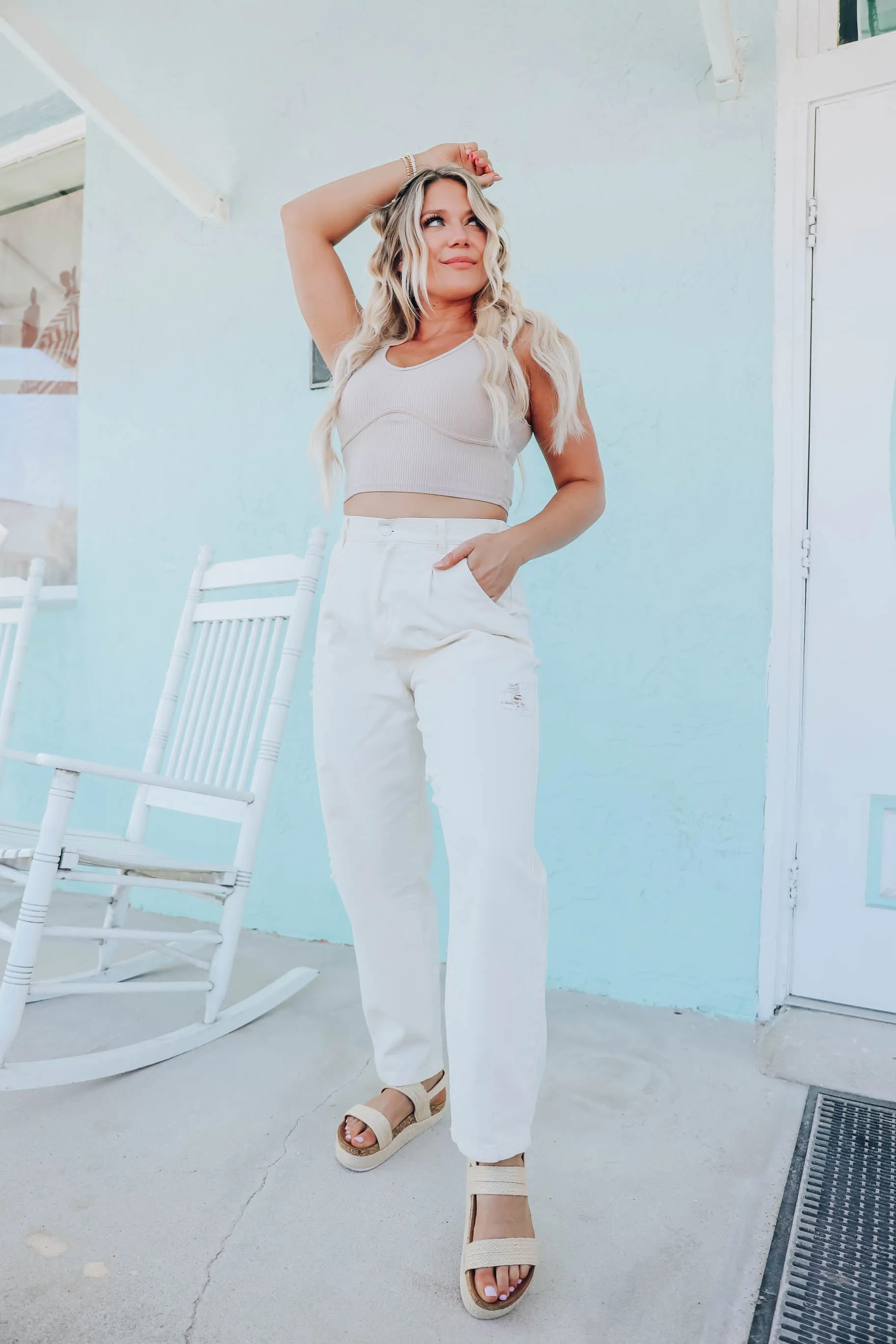 Retro 90's Mom Jeans - Cream