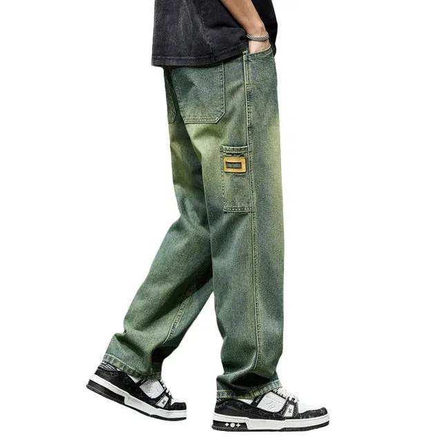 Retro Blue Denim Baggy Jeans für Männer: Streetwear Fashion