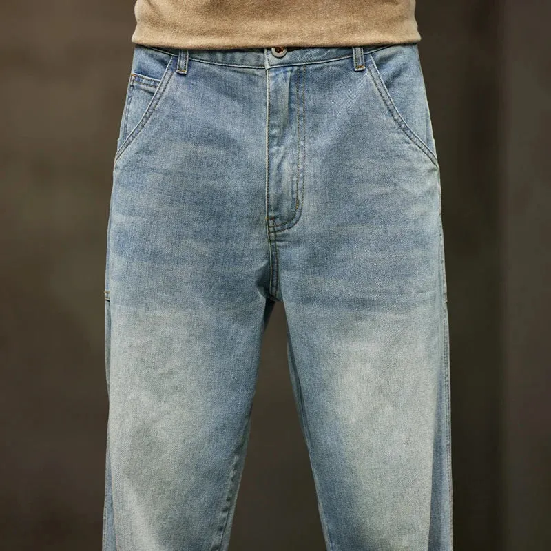 Retro Blue Denim Baggy Jeans für Männer: Streetwear Fashion