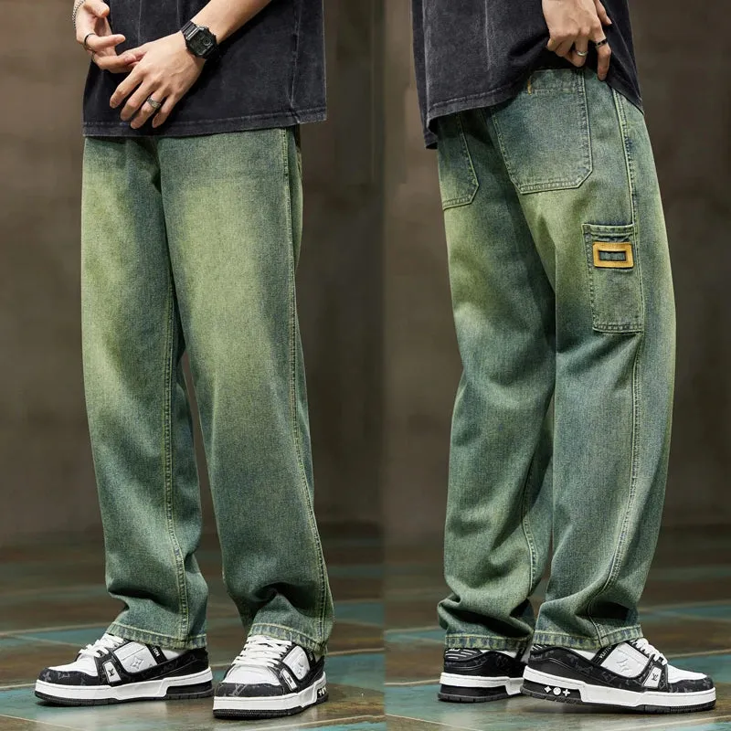 Retro Blue Denim Baggy Jeans für Männer: Streetwear Fashion