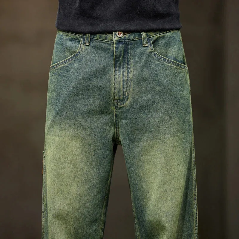 Retro Blue Denim Baggy Jeans für Männer: Streetwear Fashion