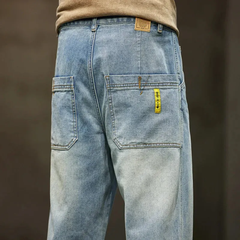 Retro Blue Denim Baggy Jeans für Männer: Streetwear Fashion