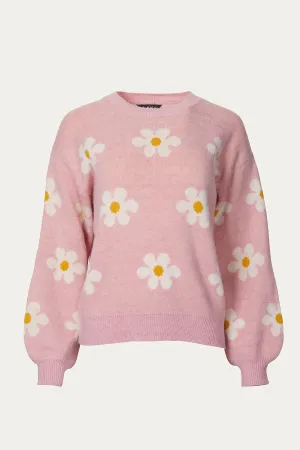 RETRO FLORAL INTARSIA-KNIT SWEATER