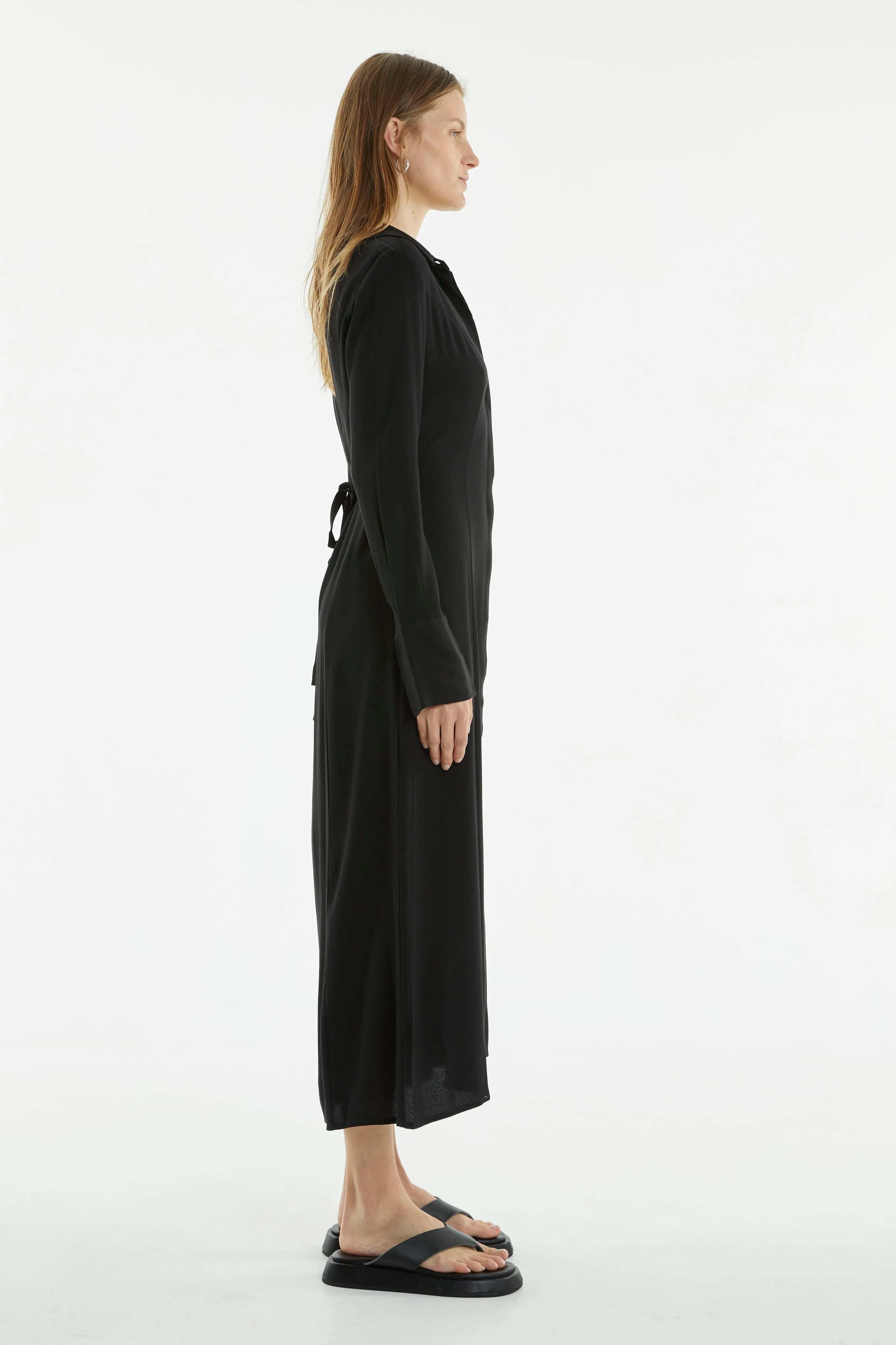 RETROSPECT MIDI SHIRT DRESS | BLACK