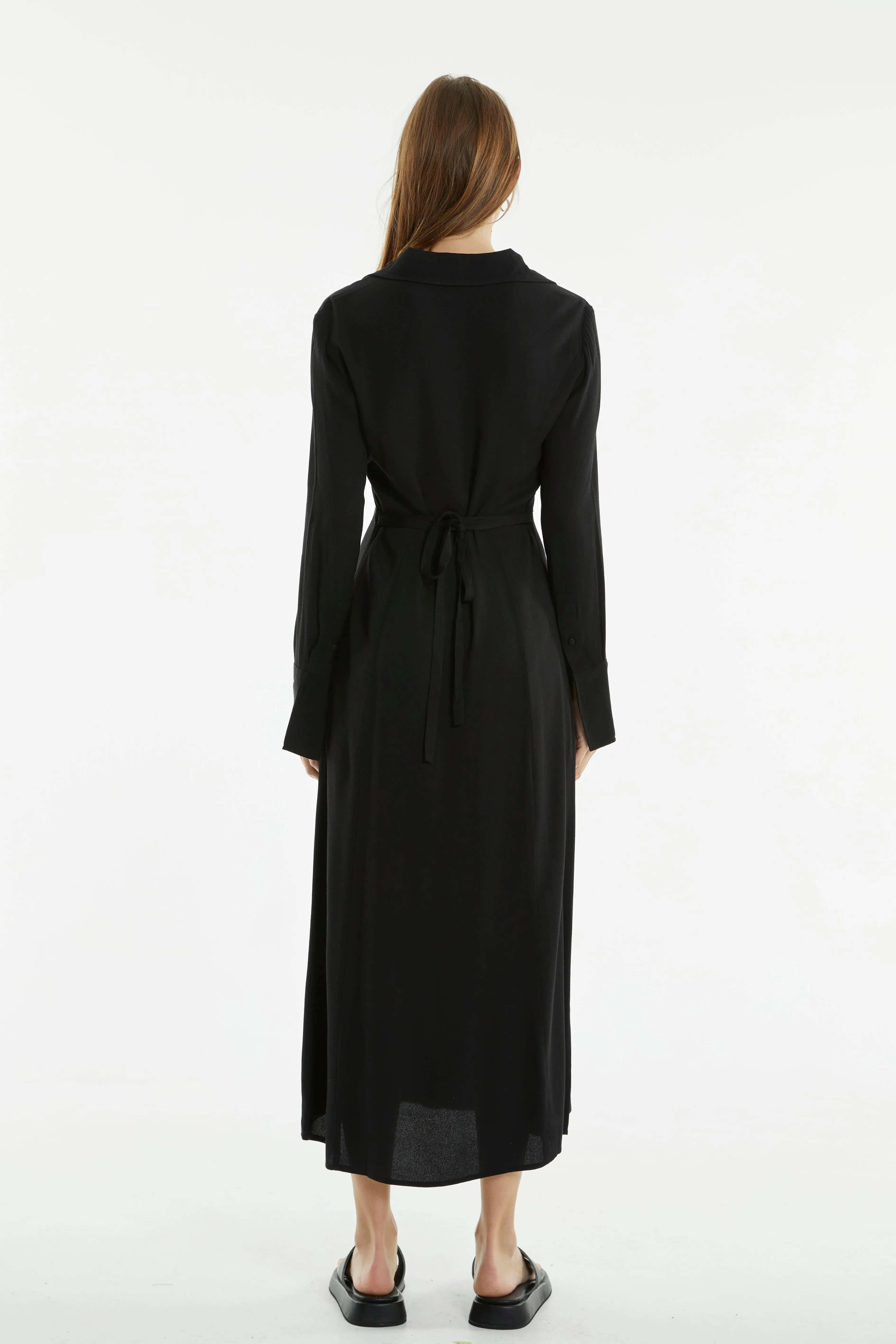 RETROSPECT MIDI SHIRT DRESS | BLACK