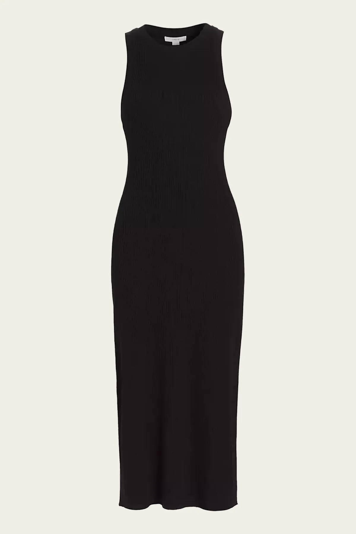 Ribbed High-Neck Tank Dress in Black