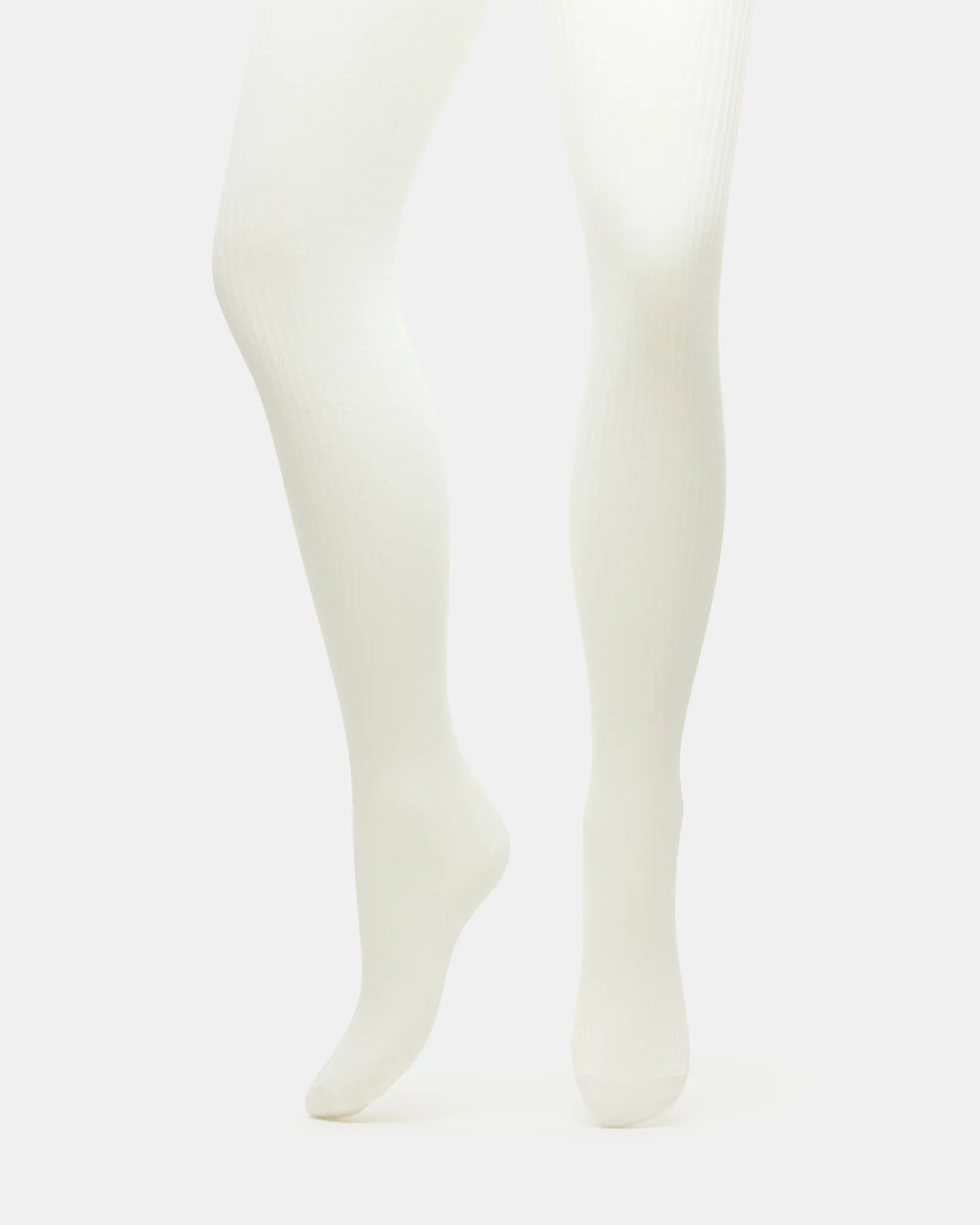 RIBBED KNIT TIGHTS OFF-WHITE