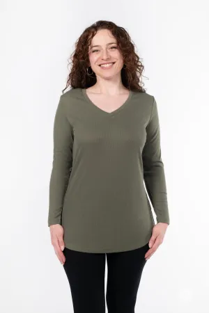 Ribbed Long Sleeve V-Neck