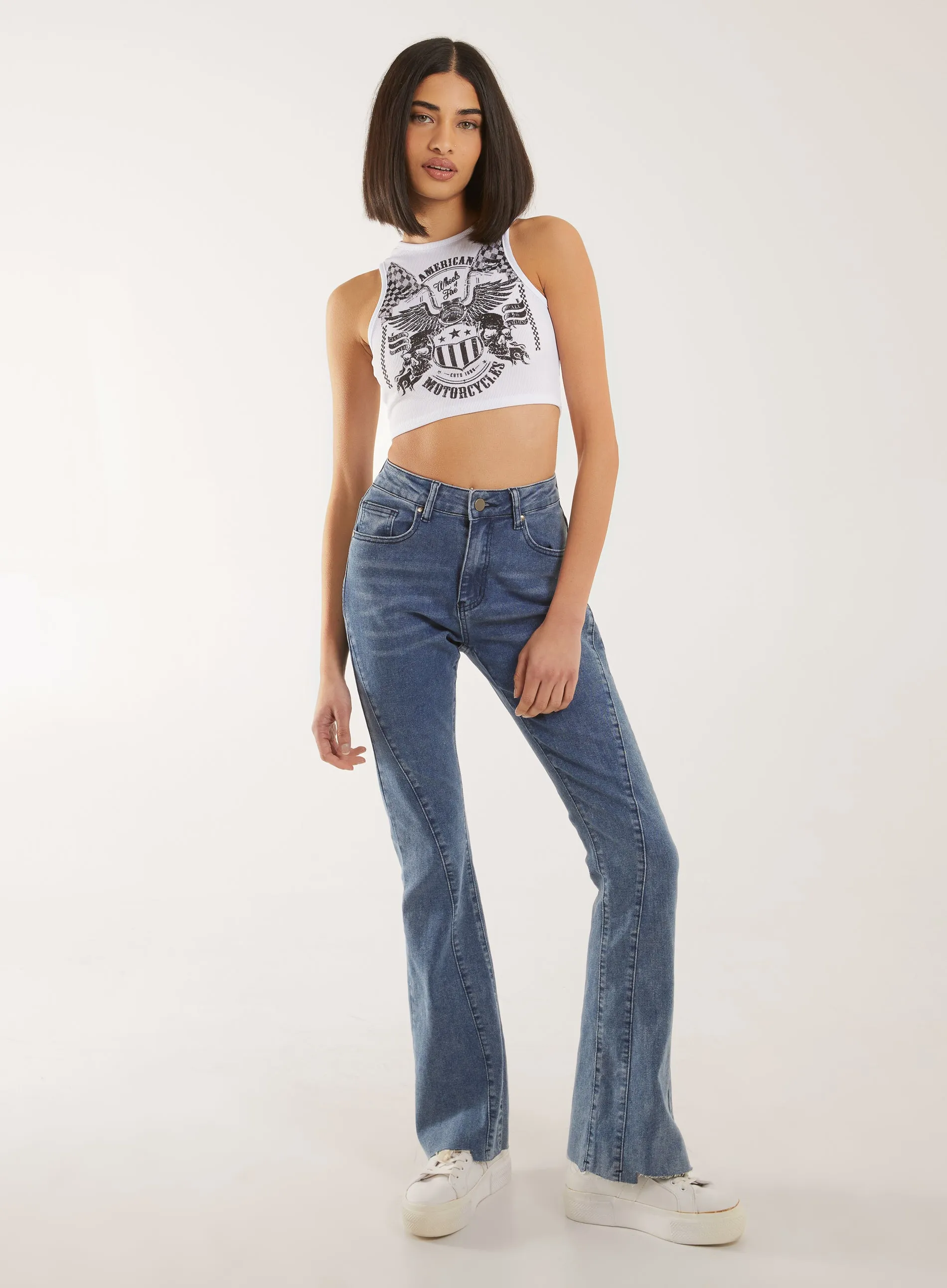 Ribbed Printed Band Vest
