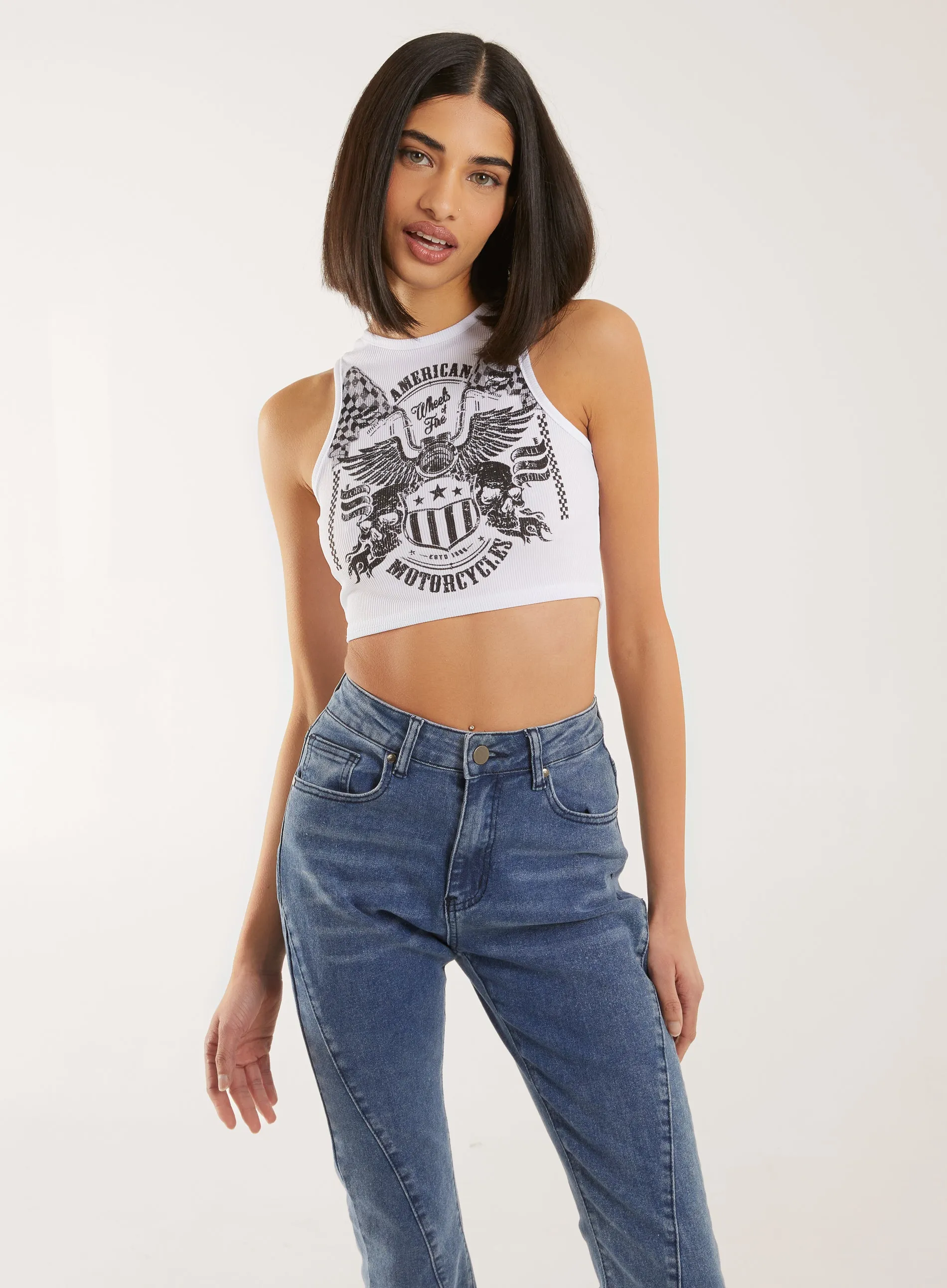 Ribbed Printed Band Vest