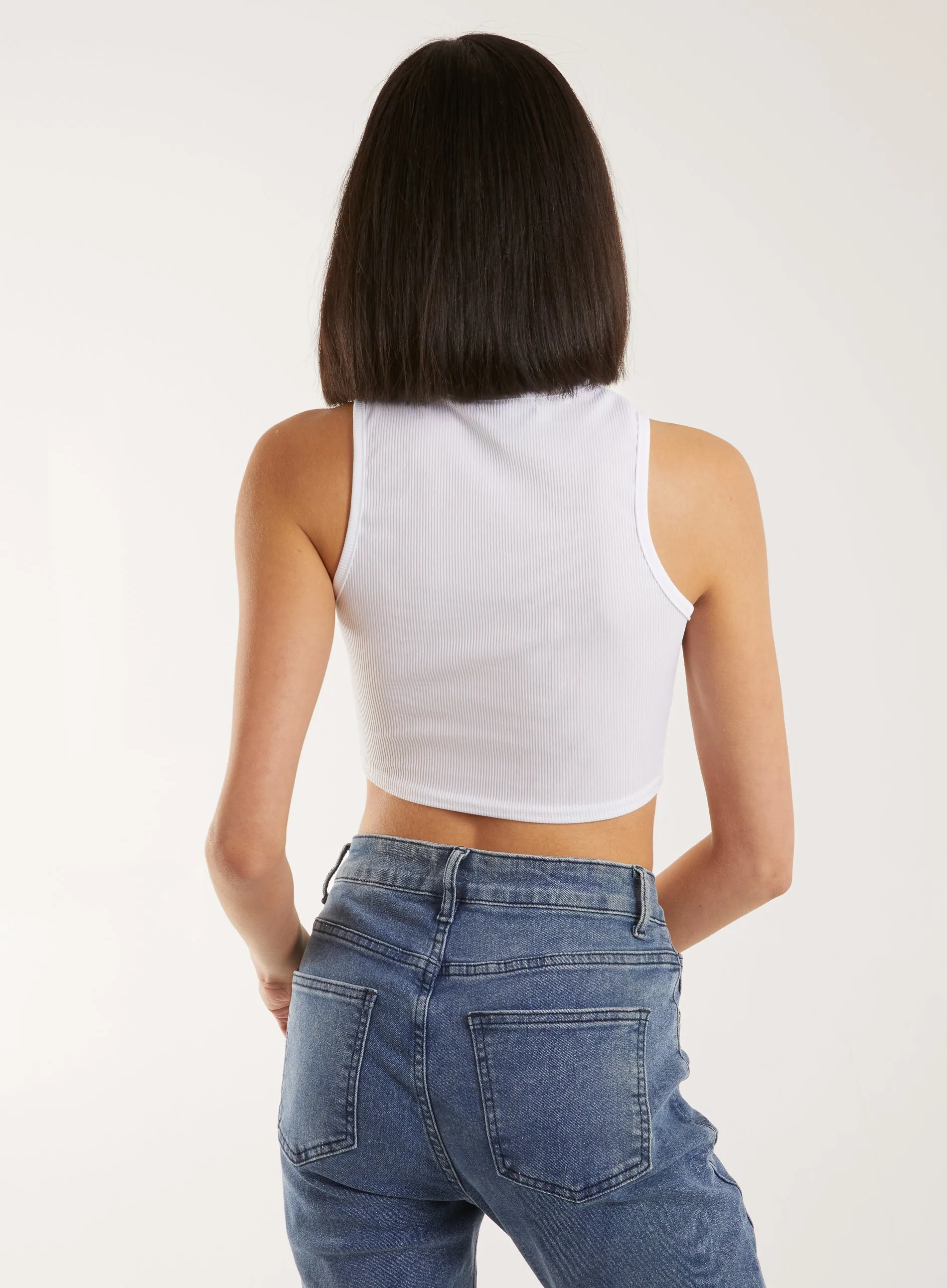Ribbed Printed Band Vest