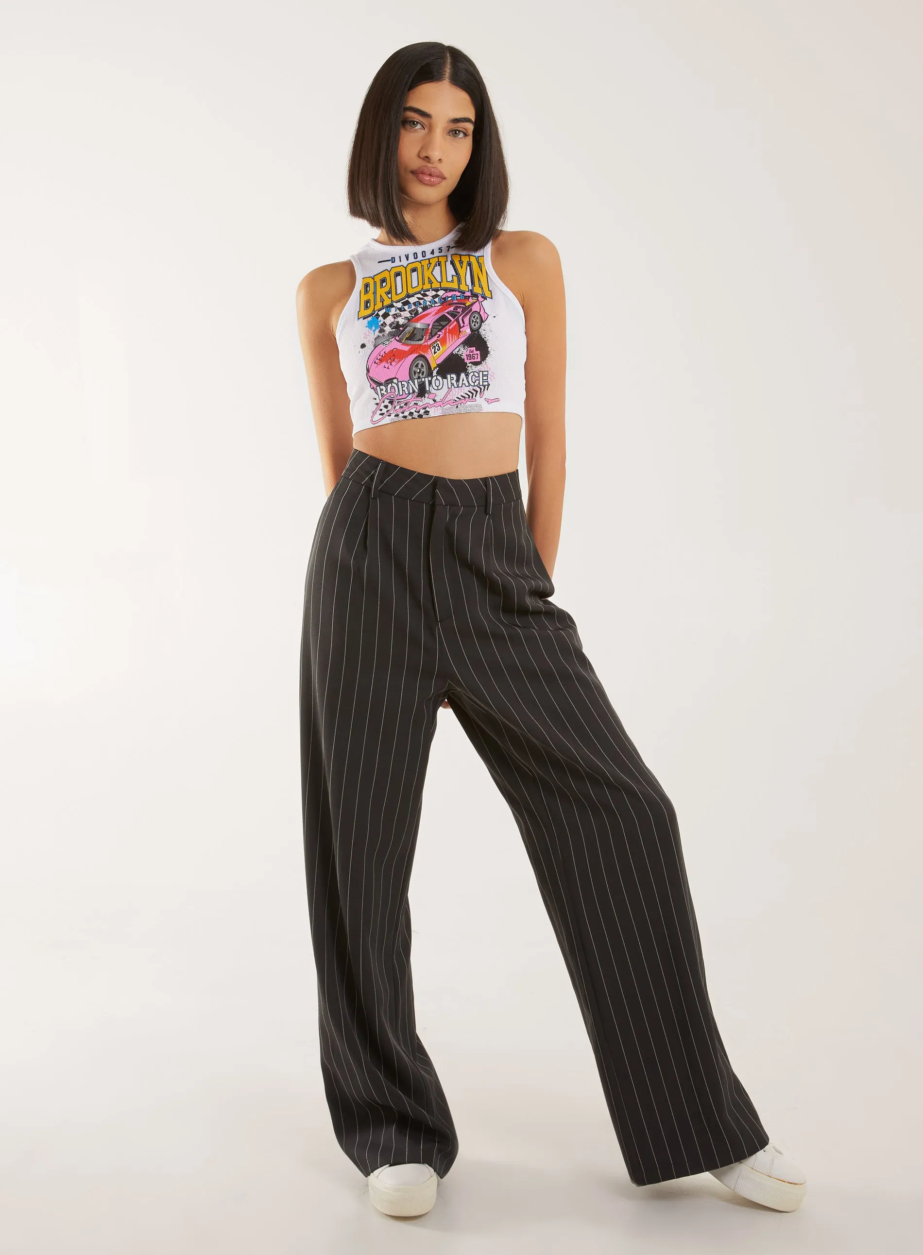 Ribbed Printed Motor Vest