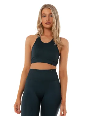 Ribbed Seamless Support Bra - Navy