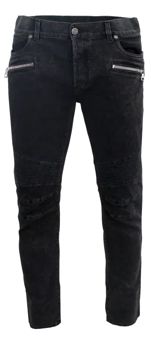 Ribbed Slim Jeans Black Bleached