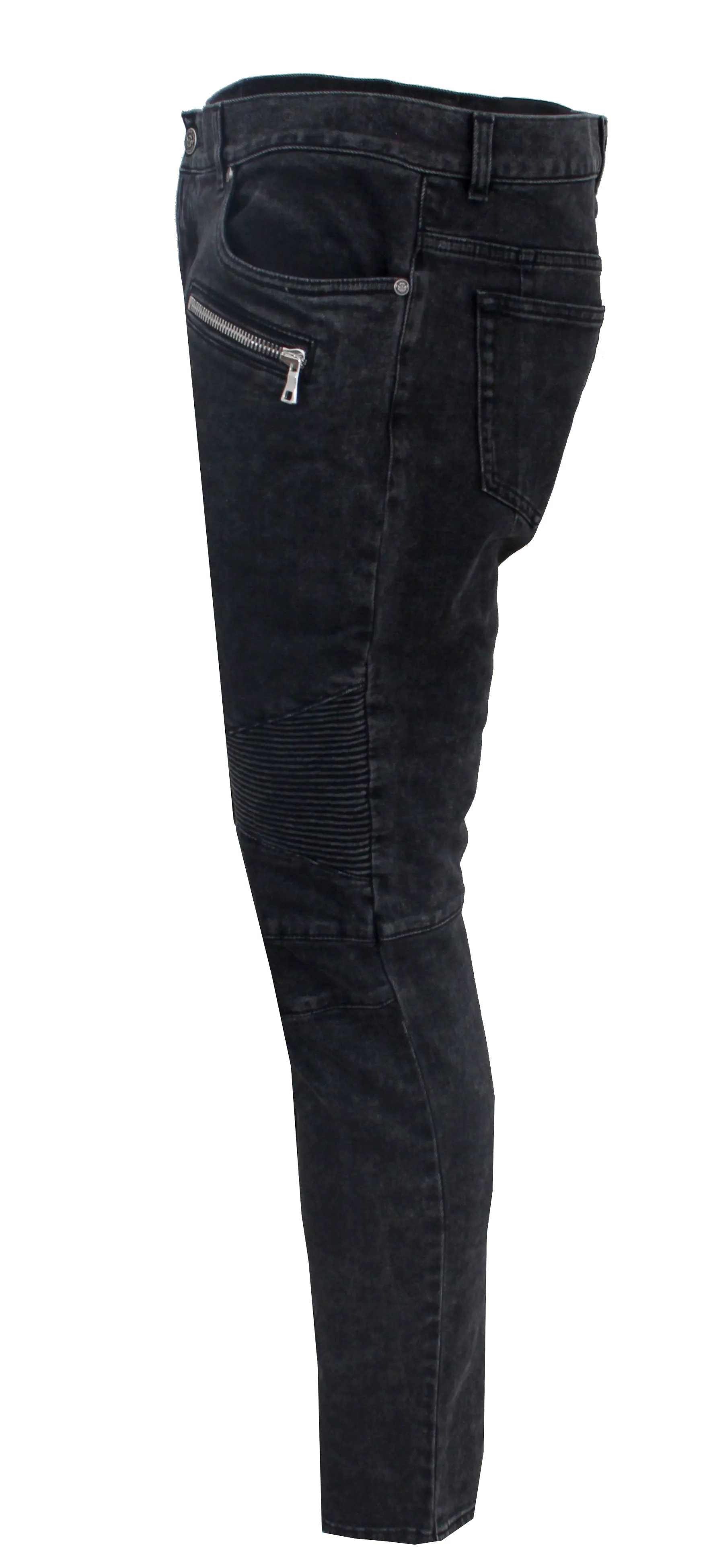 Ribbed Slim Jeans Black Bleached