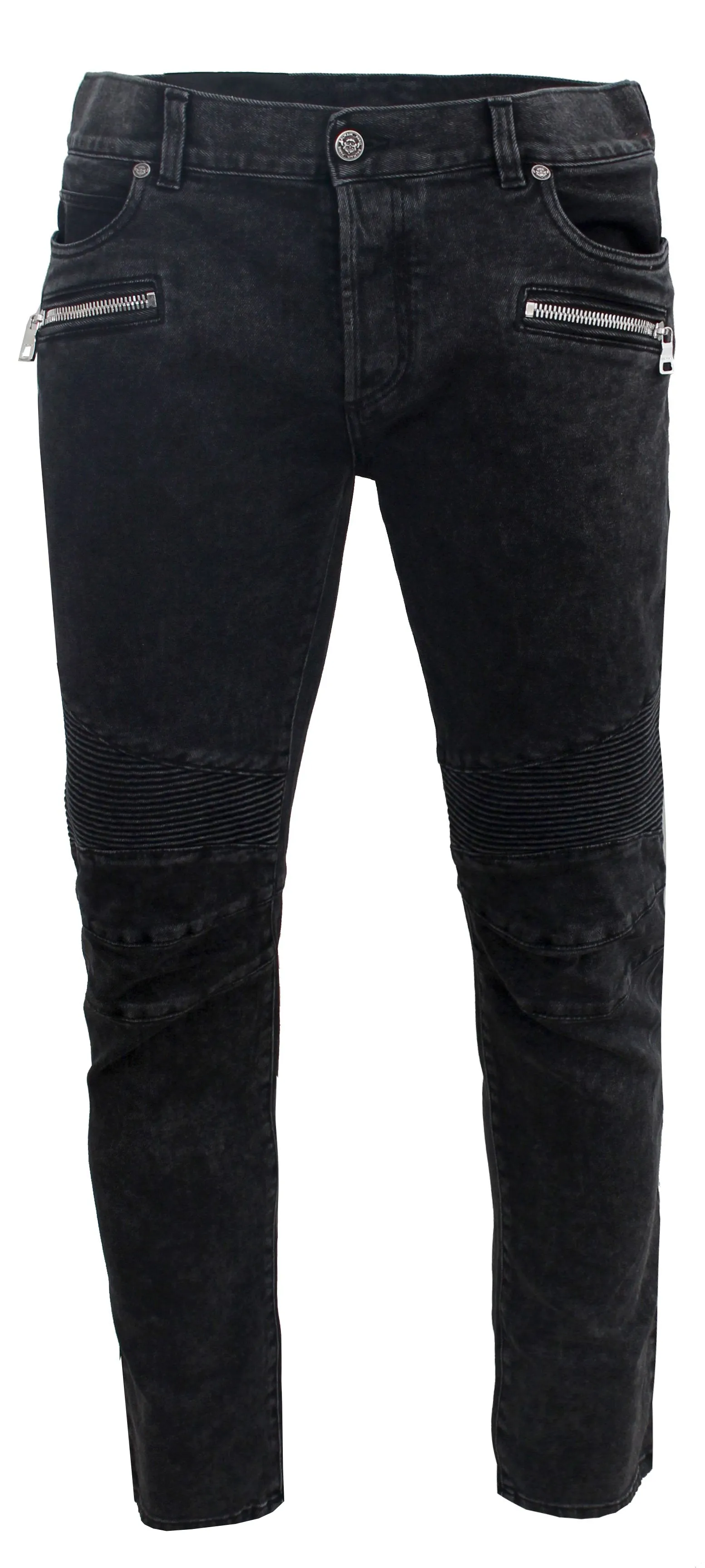 Ribbed Slim Jeans Black Bleached