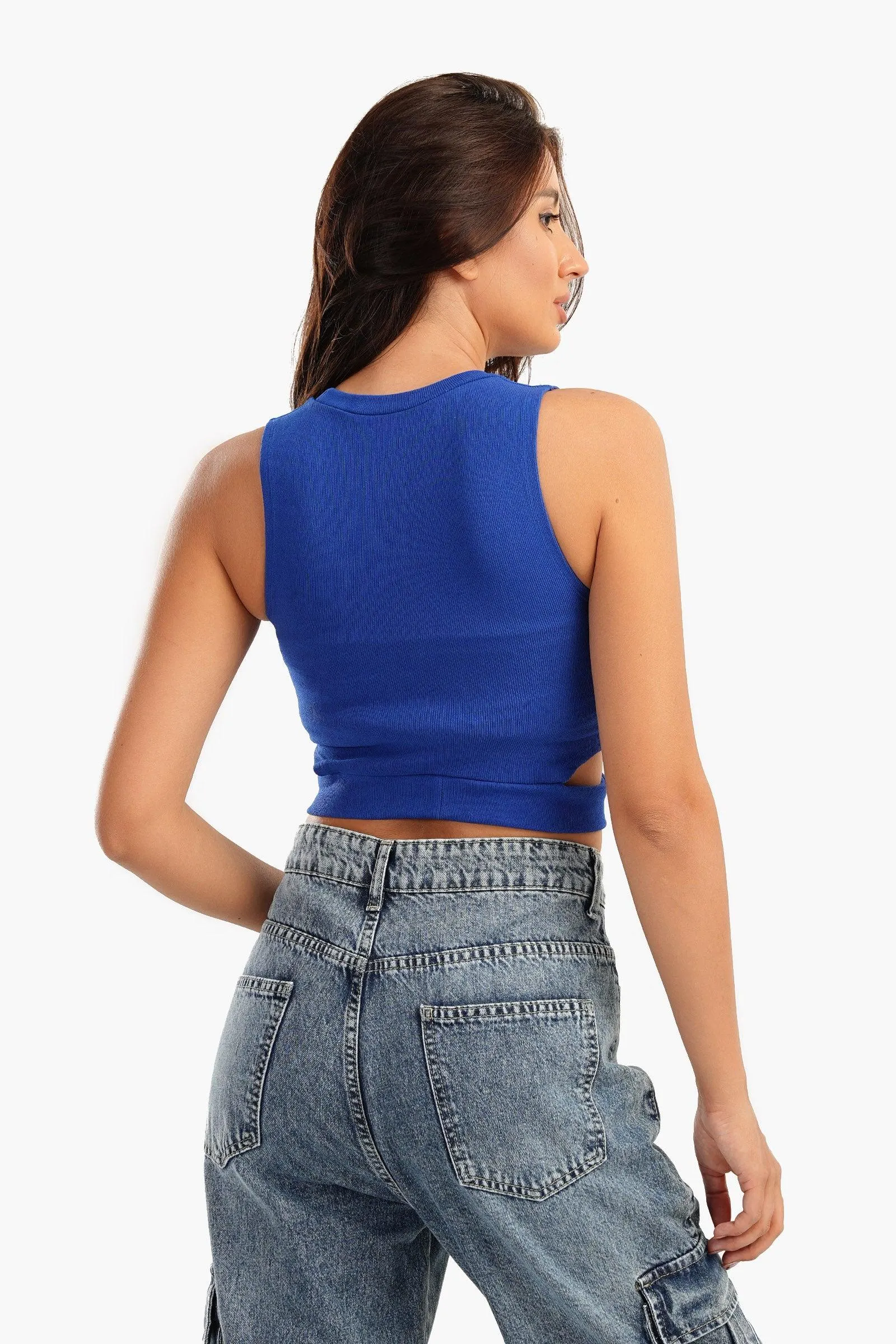 Ribbed Top with Cut Out Sides