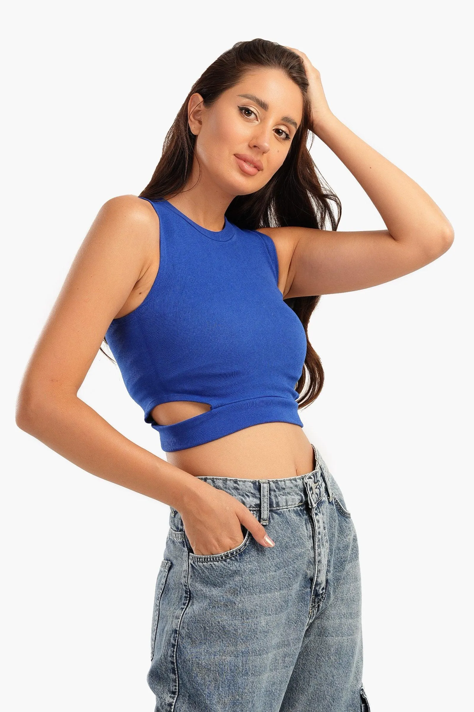 Ribbed Top with Cut Out Sides