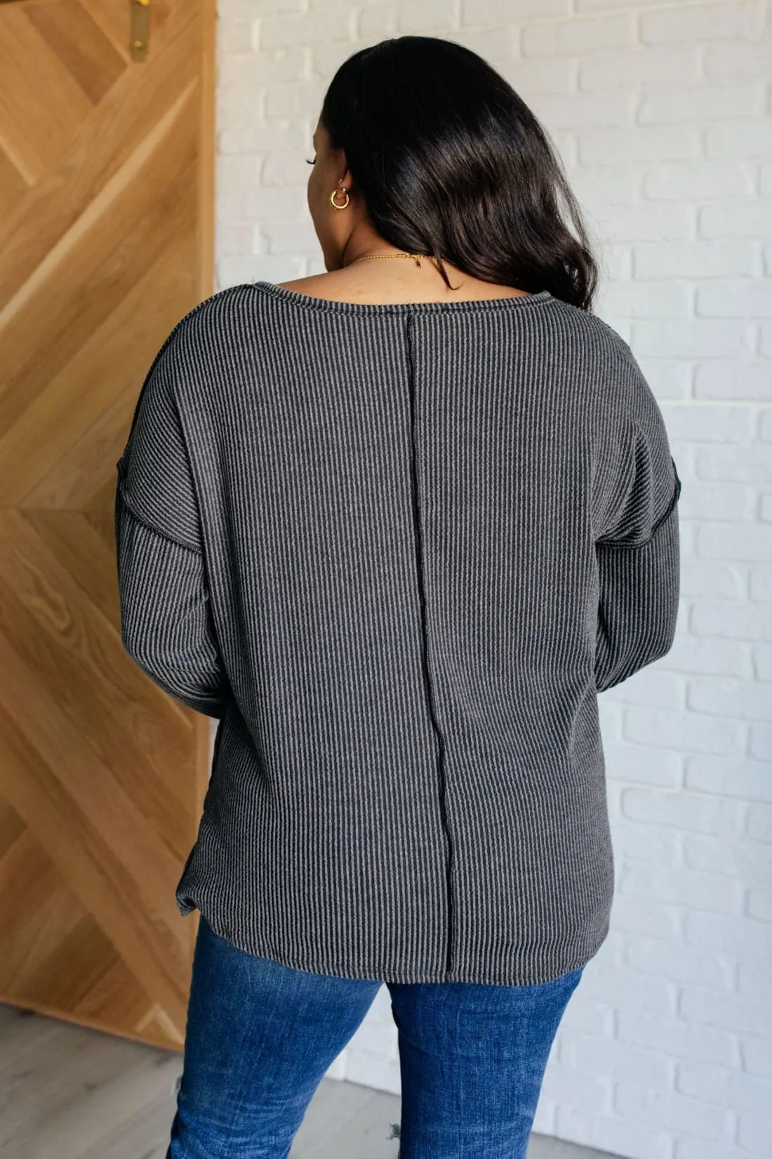 Ribbed Top with Exposed Seam Detail