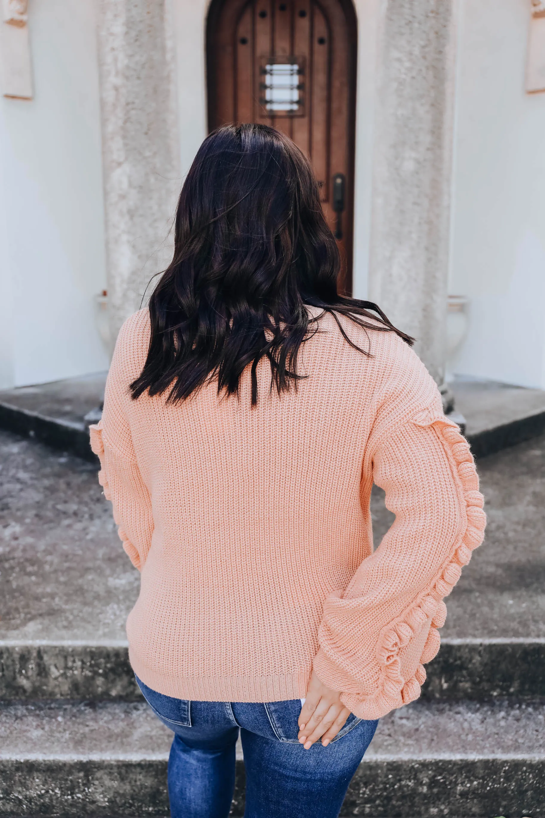 Ribbon Sleeve Knit Sweater