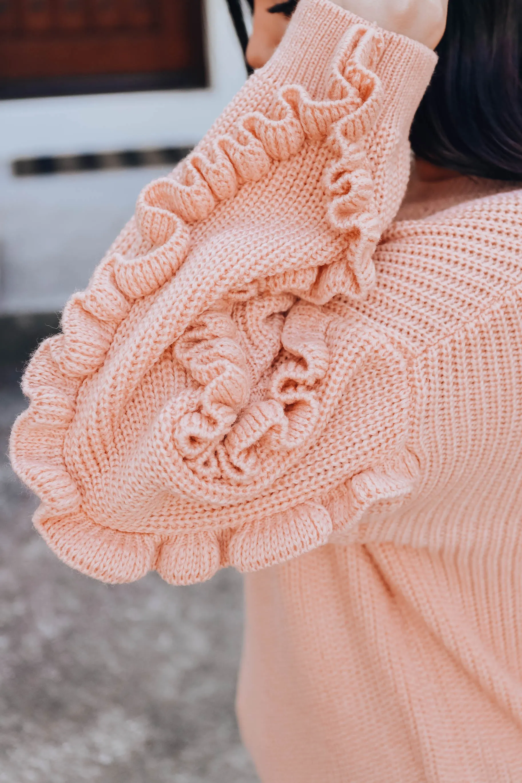 Ribbon Sleeve Knit Sweater