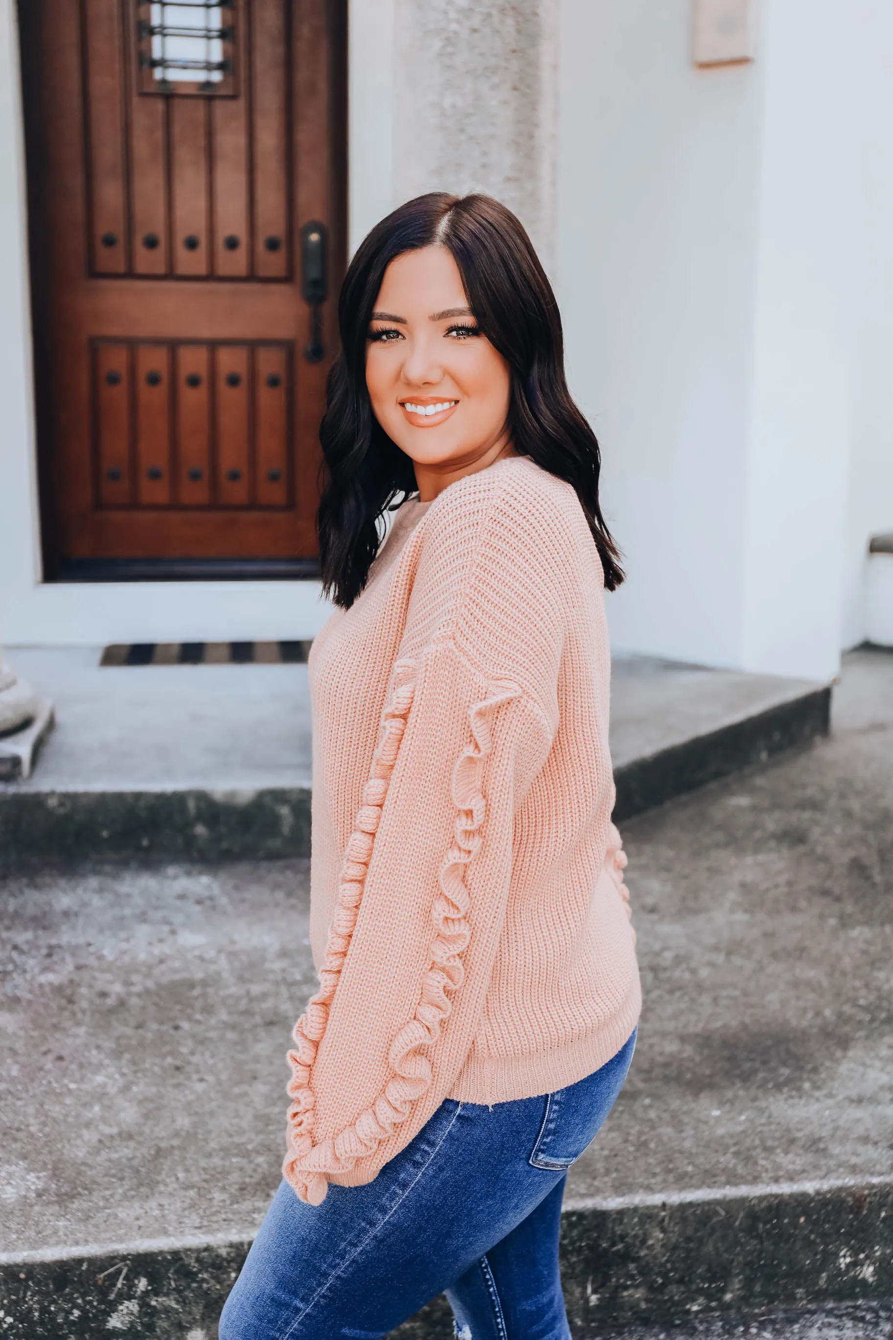 Ribbon Sleeve Knit Sweater