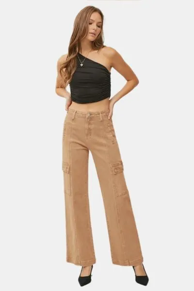 RISEN Full Size High Rise Wide Leg Cargo Jeans ONLINE EXCLUSIVE