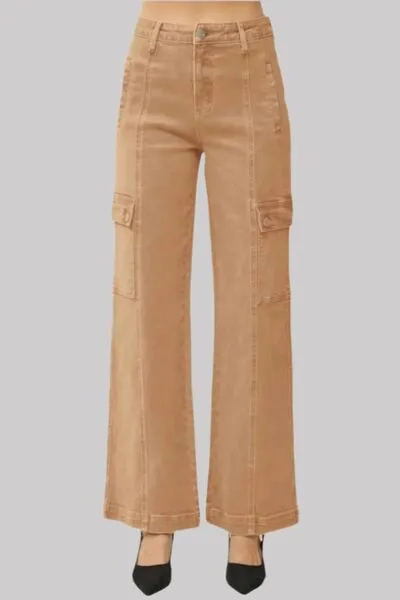 RISEN Full Size High Rise Wide Leg Cargo Jeans ONLINE EXCLUSIVE