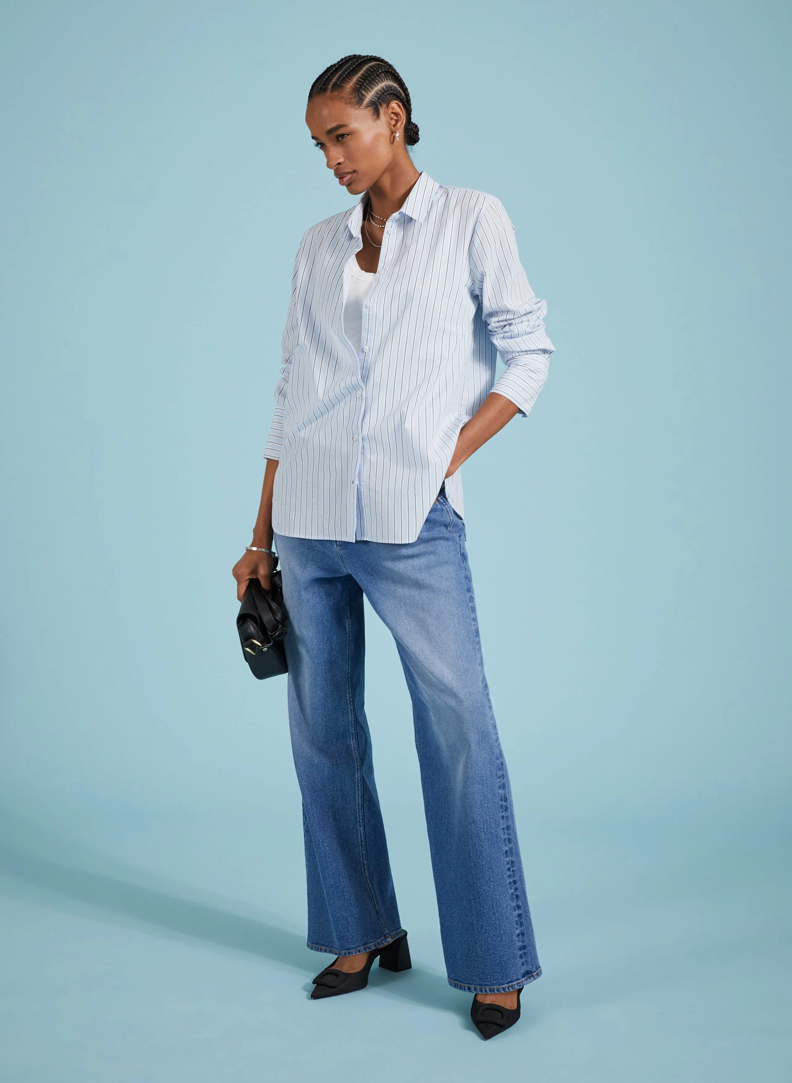 Rishma Organic Cotton Stripe Shirt | Blue Stripe