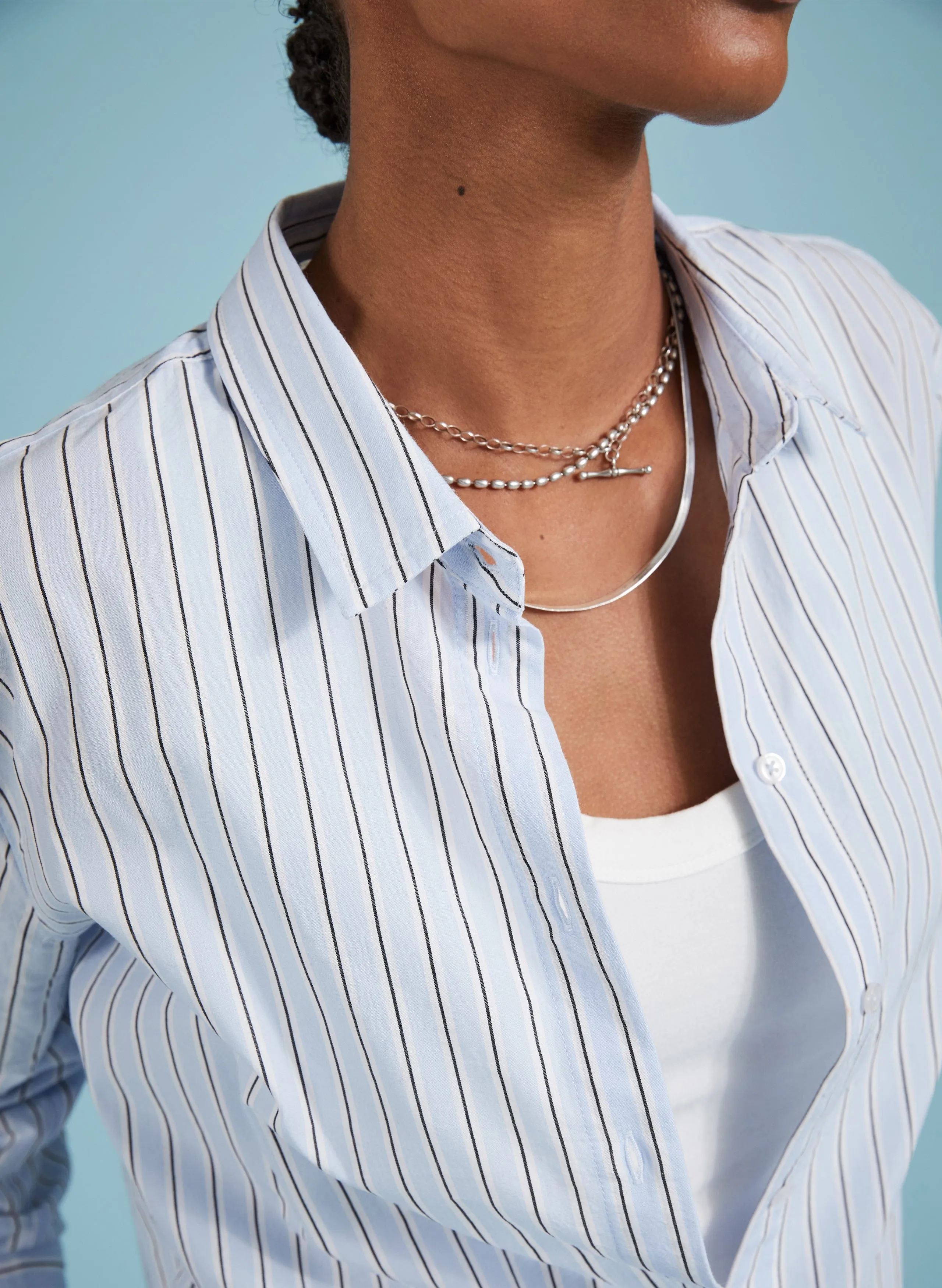 Rishma Organic Cotton Stripe Shirt | Blue Stripe