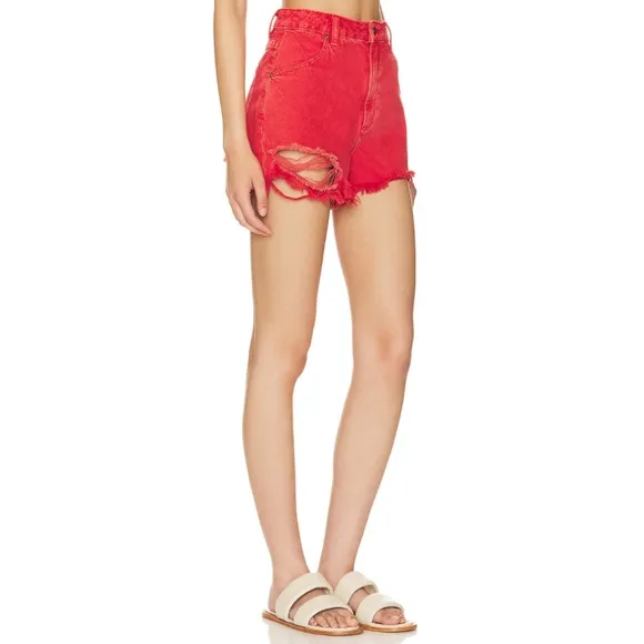 ROLLA'S Layla High Rise Denim Dusters Shorts in Red