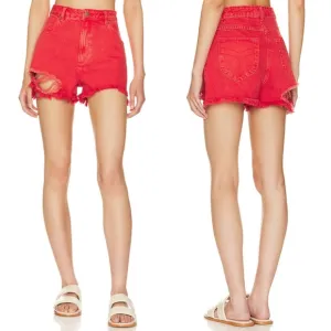 ROLLA'S Layla High Rise Denim Dusters Shorts in Red