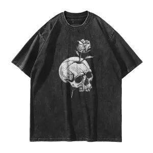 Rose Skull Washed T-Shirt