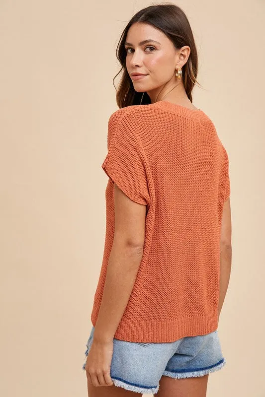 Round Neck Short Sleeve Sweater