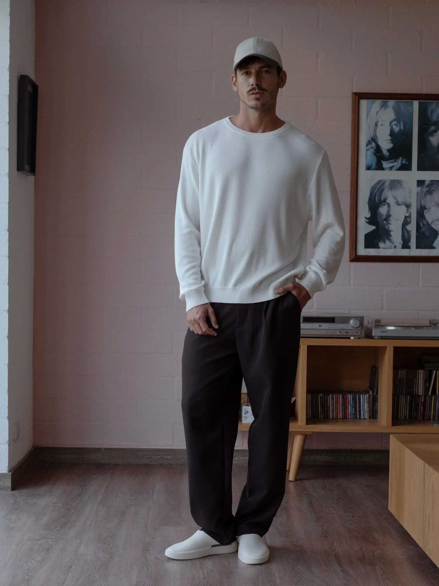 ROUND NECK SWEATER - SOFT WHITE