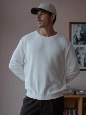 ROUND NECK SWEATER - SOFT WHITE