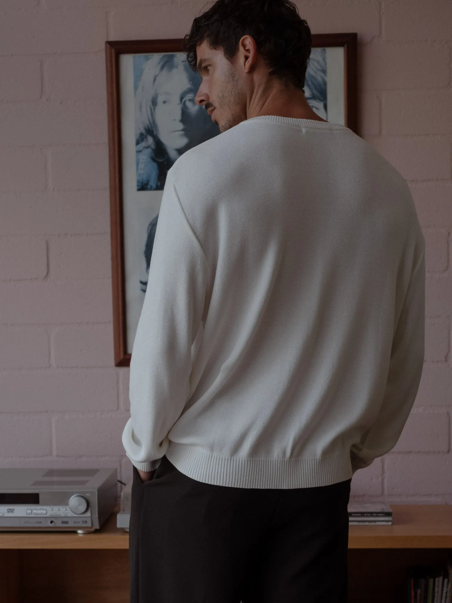 ROUND NECK SWEATER - SOFT WHITE