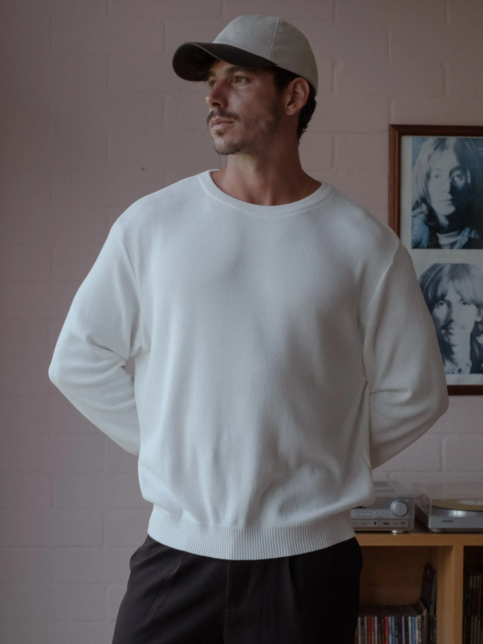 ROUND NECK SWEATER - SOFT WHITE