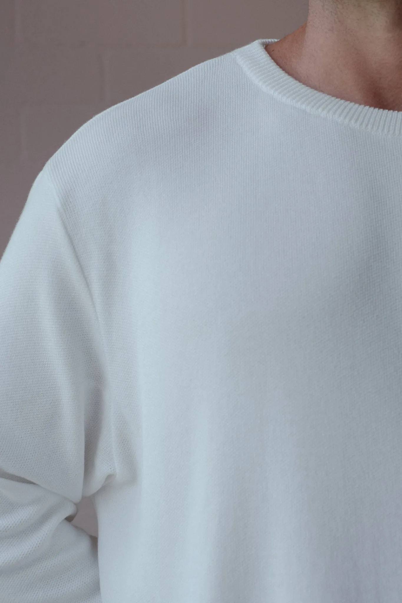 ROUND NECK SWEATER - SOFT WHITE