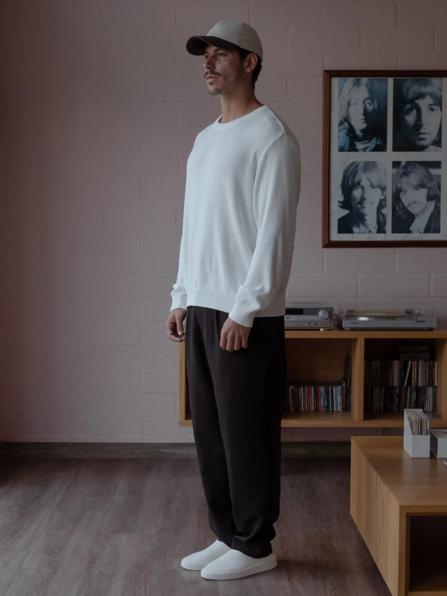 ROUND NECK SWEATER - SOFT WHITE