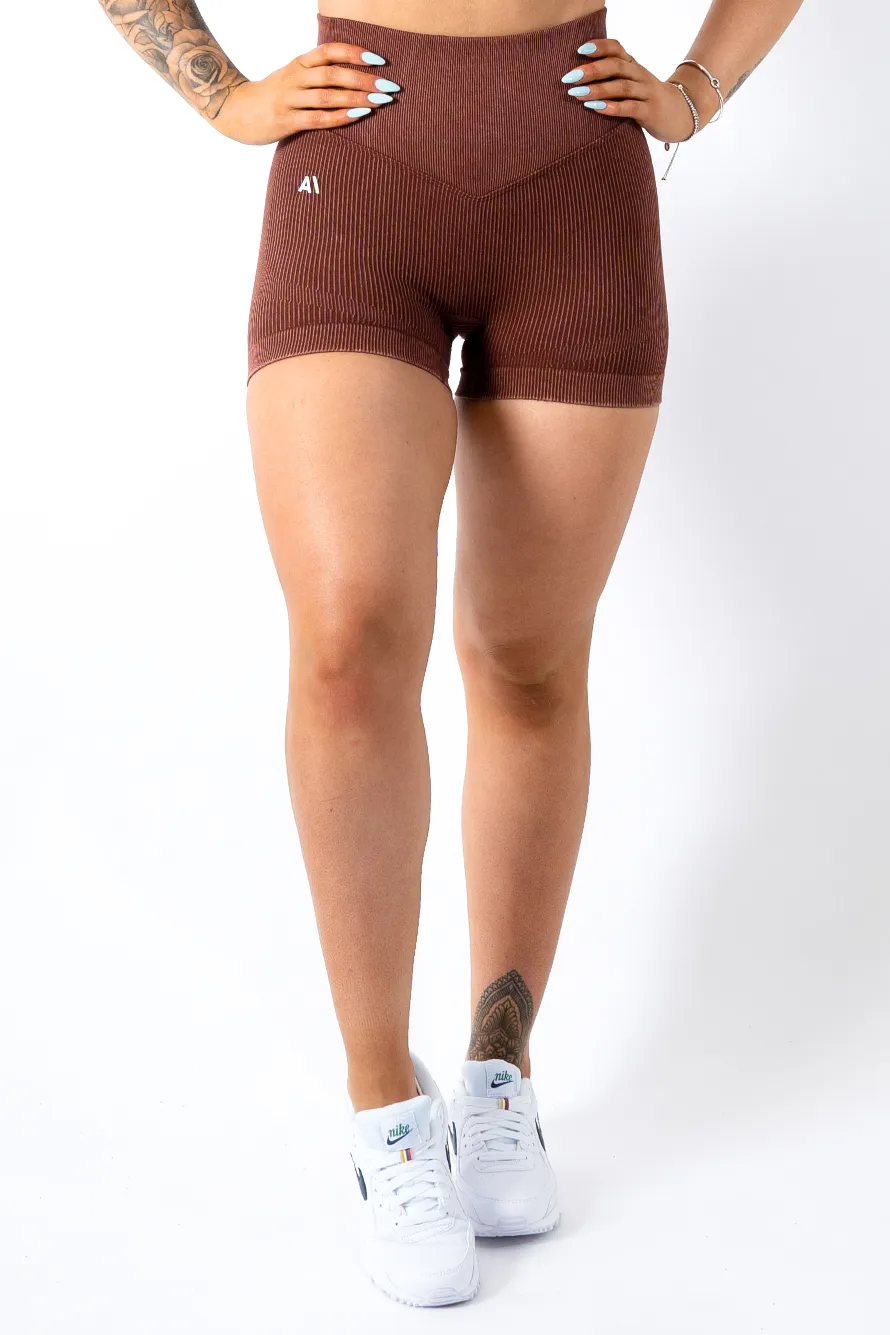 Ruby Rib Scrunchbum Shorts Brown