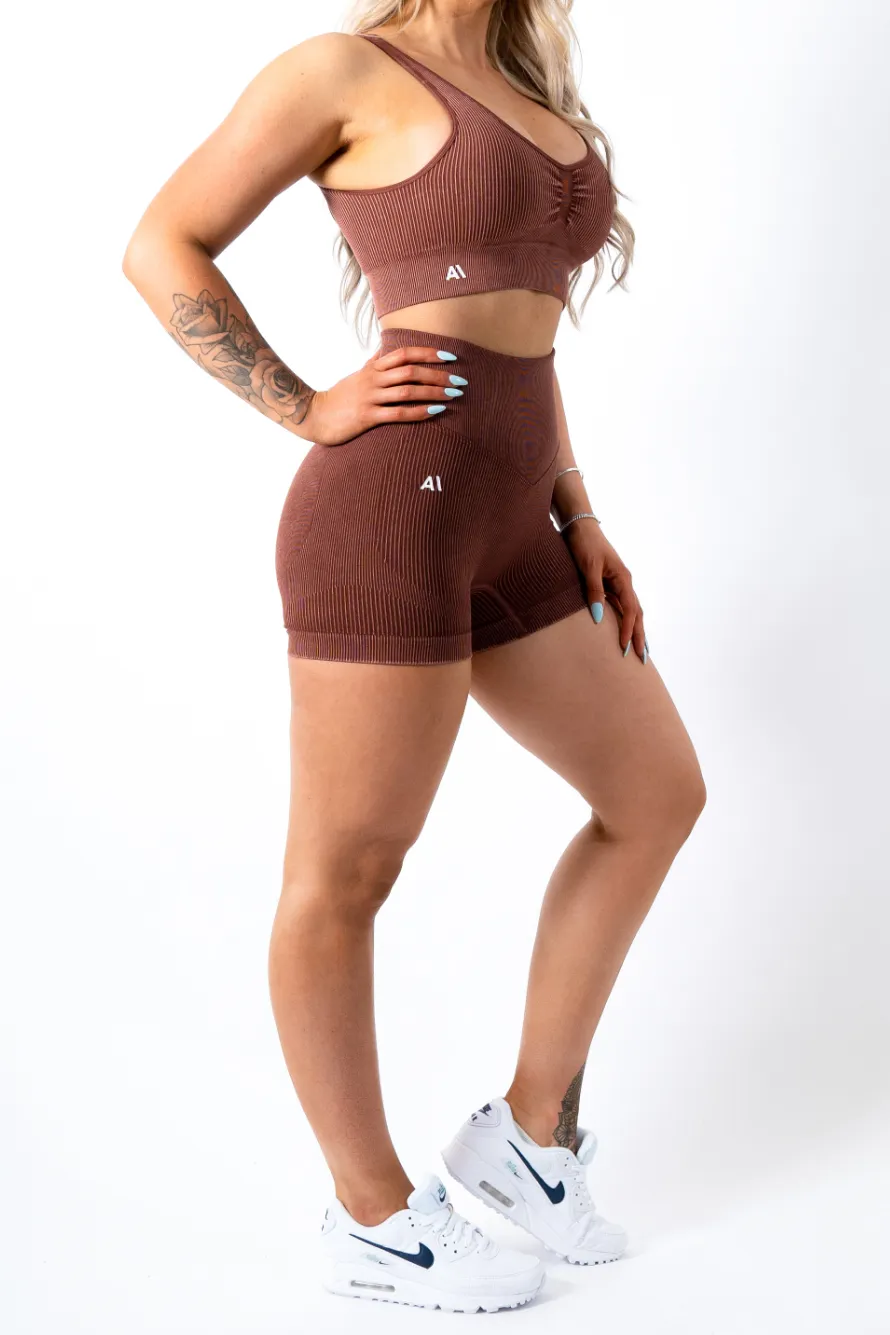 Ruby Rib Scrunchbum Shorts Brown
