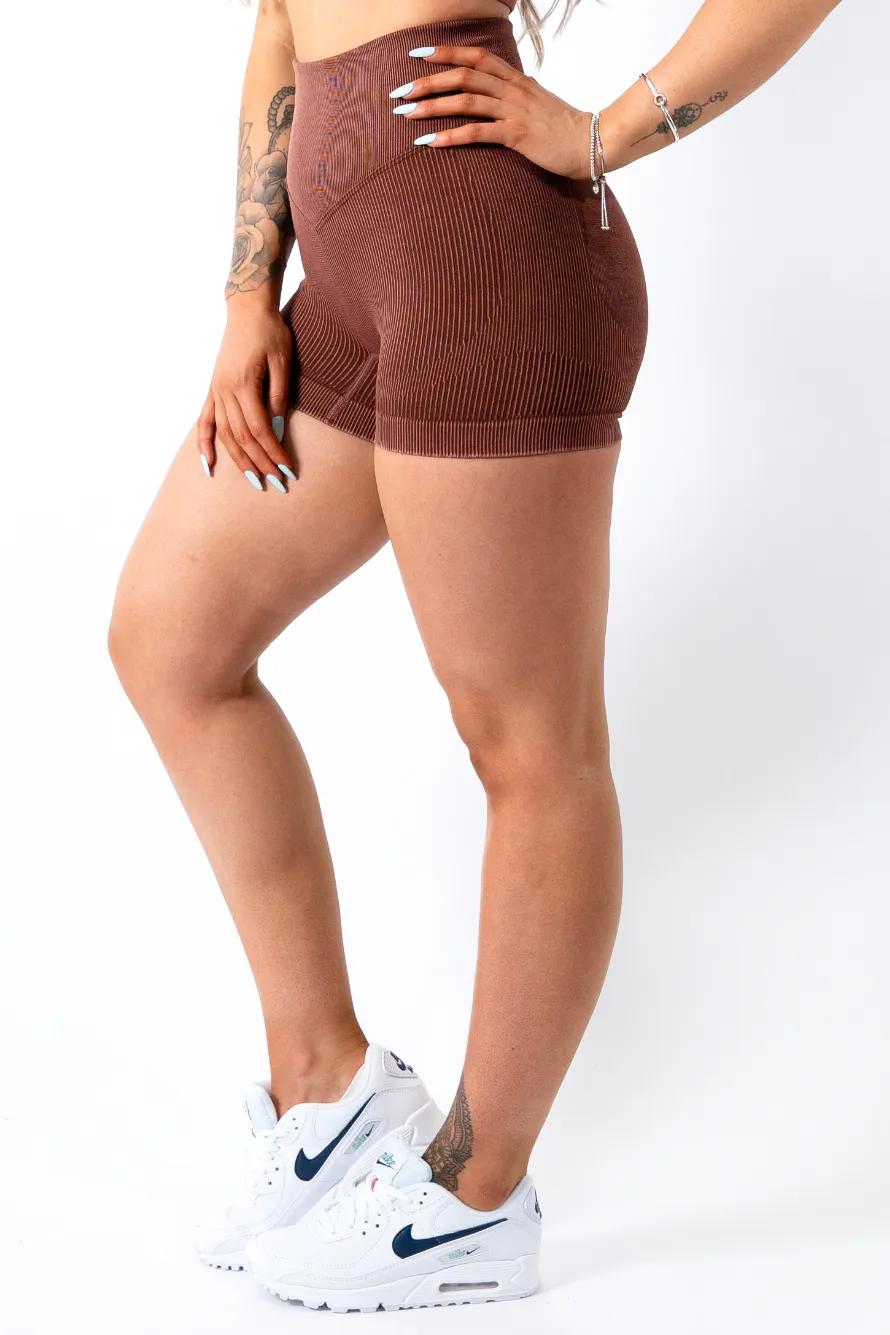 Ruby Rib Scrunchbum Shorts Brown