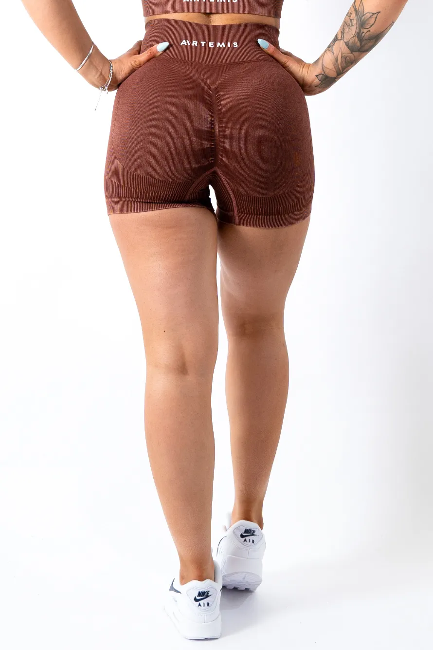 Ruby Rib Scrunchbum Shorts Brown