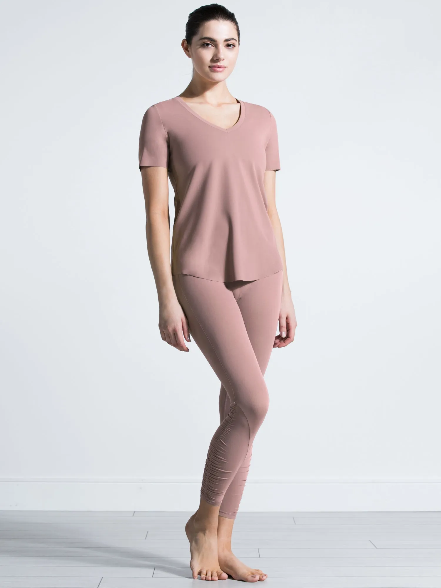 RUCHED NUDE PANTS, ASH MAUVE